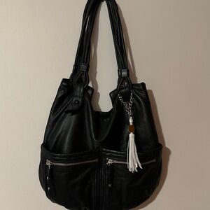 Olivia‎ Harris Black Leather Shoulder Bag